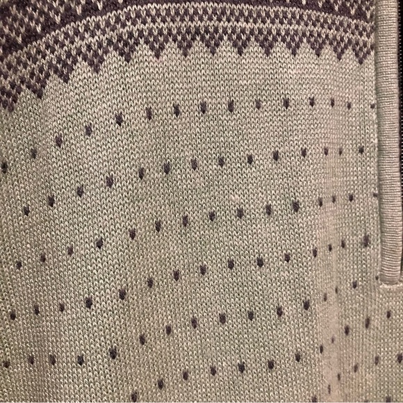 Born Silk Cashmere Fair Isle Green Quarter Zip Sweater Elbow Patches Men's Sz M - Picture 6 of 15